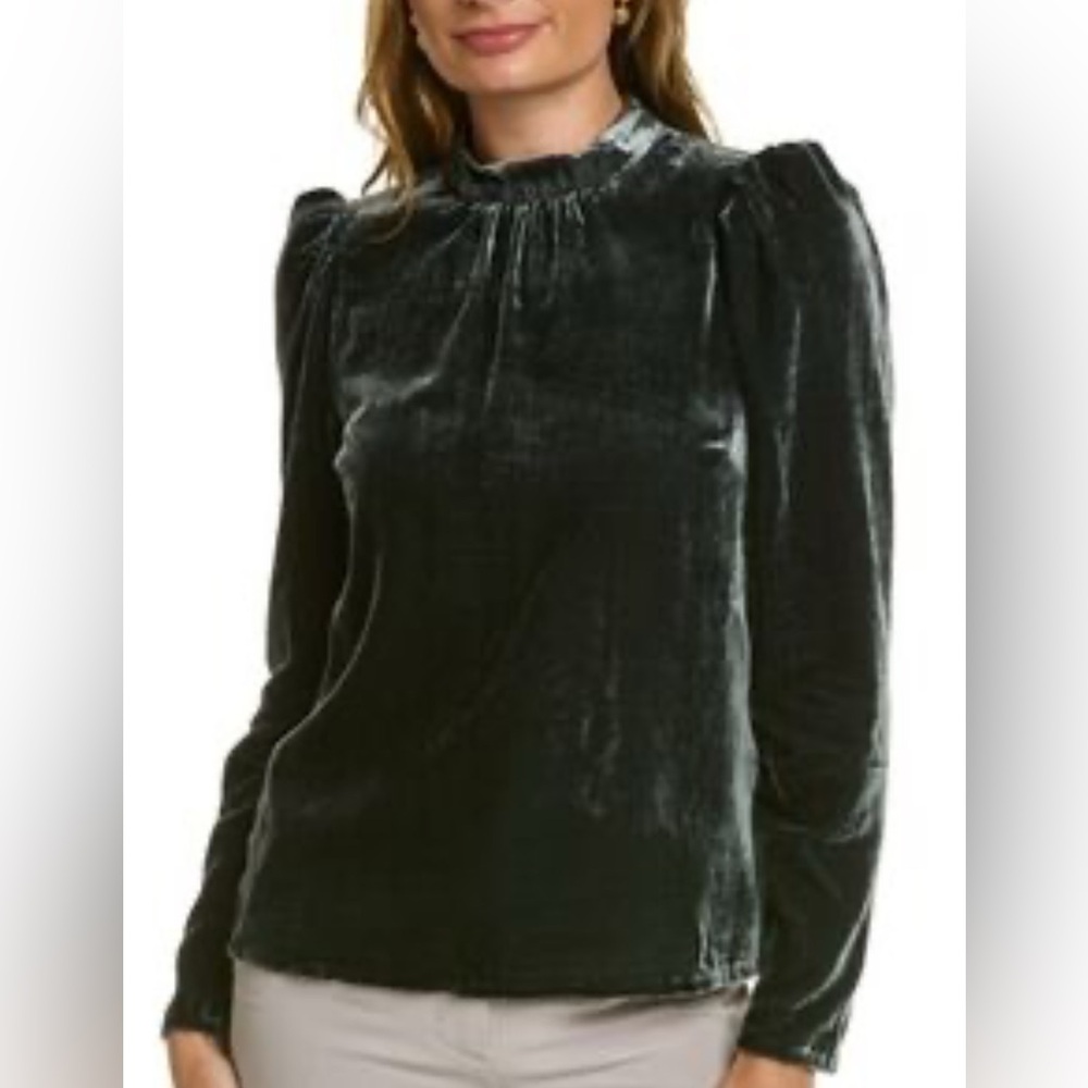 Boden Elegant Velvet forest green Top size 6